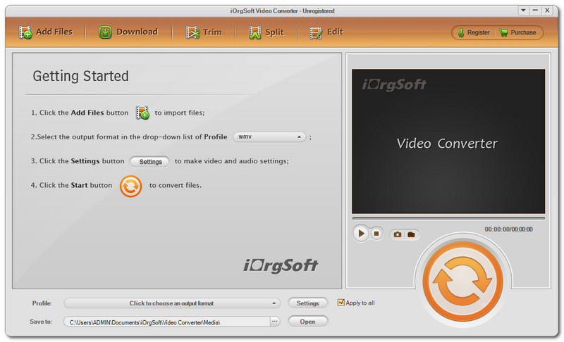 iOrgsoft Video Converter interfész