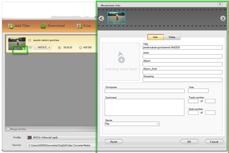 iOrgsoft 視頻轉換器元數據