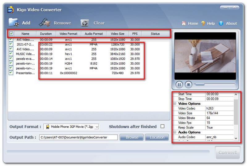 KigoSoft Free Video Converter Extended Features