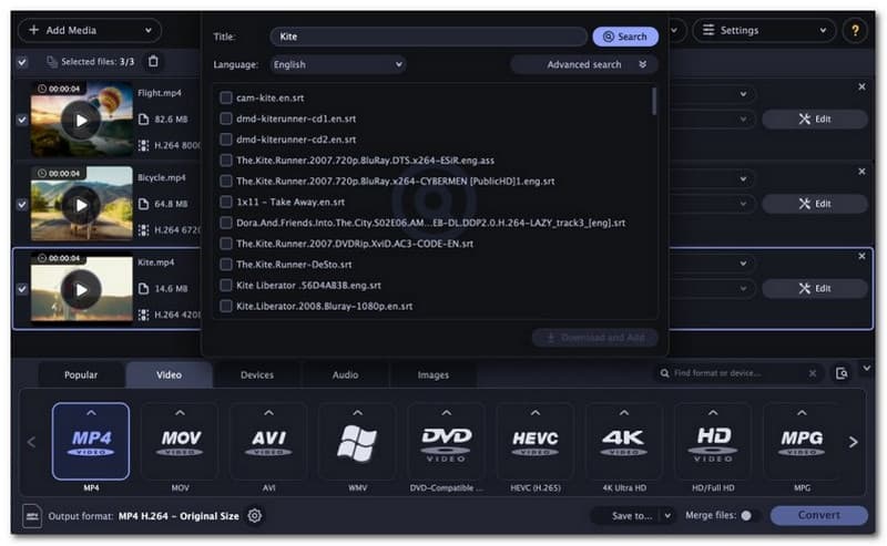 Movavi Video Converter เพิ่มและค้นหาคำบรรยาย