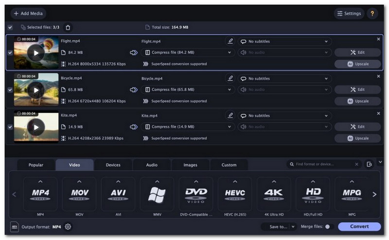 Upscaling de qualidade de IA do Movavi Video Converter