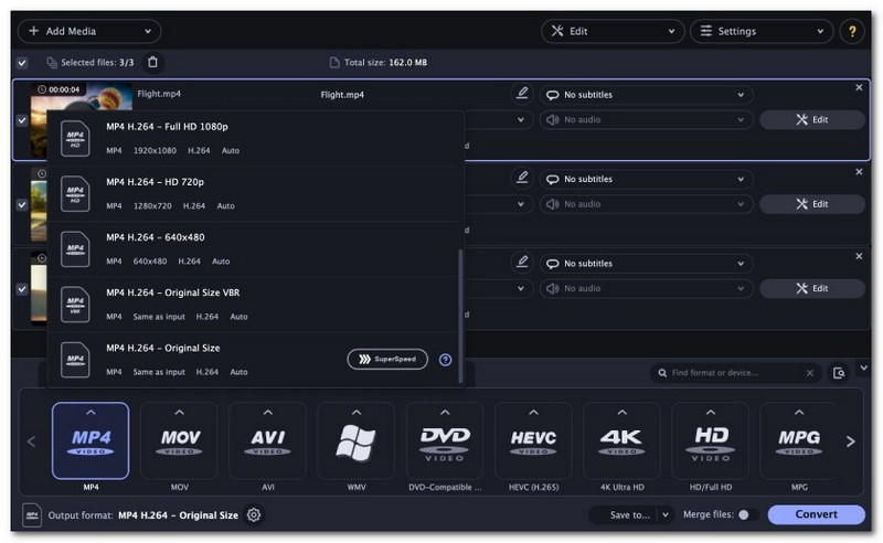 Movavi Video Converter Interface