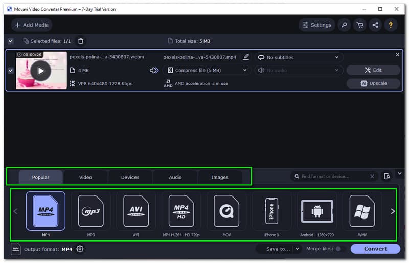 Obsługiwane formaty Movavi Video Converter