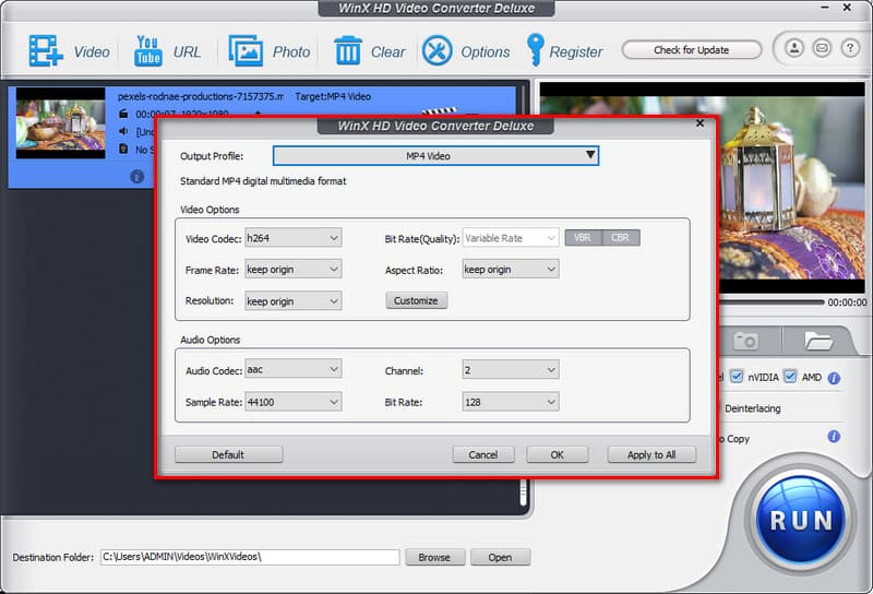 WinX HD Video Converter Deluxe utökade funktioner