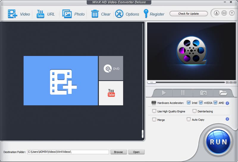Antarmuka Deluxe Pengonversi Video WinX HD
