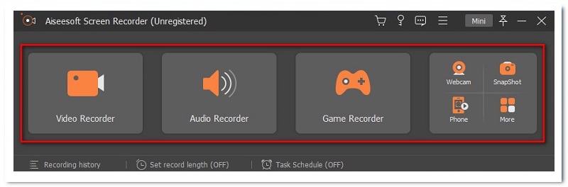 aiseesoft screen recorder function button