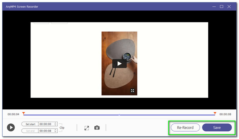 AnyMP4 स्क्रीन रिकॉर्डर पुनः रिकॉर्ड सहेजें