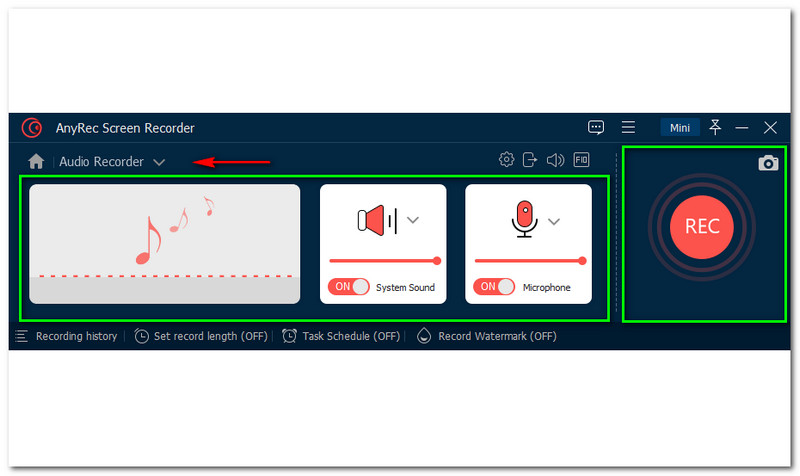 AnyRec Screen Recorder Συσκευή εγγραφής ήχου