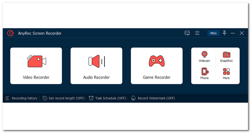 Interface d'enregistrement d'écran AnyRec