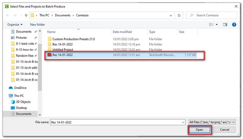 Camtasia Add Project System Files