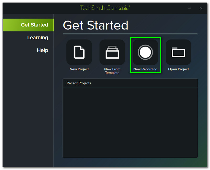 Camtasia Audio nuova registrazione