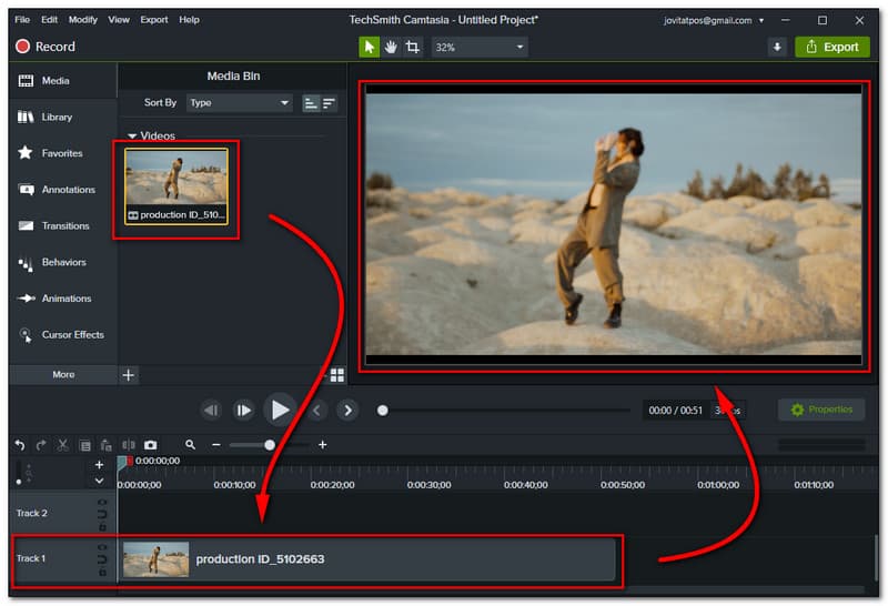 Camtasia Drag-track