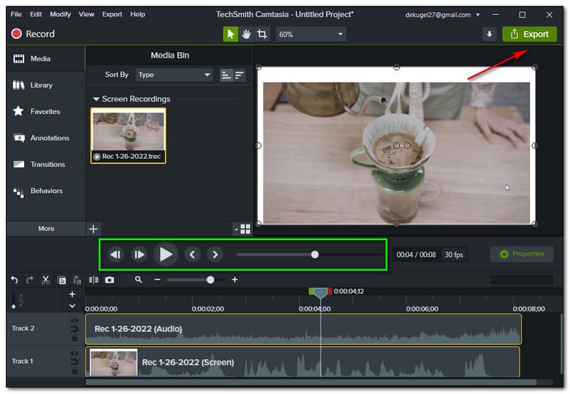 Camtasia ส่งออก