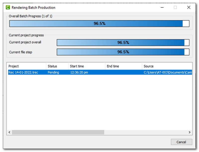 Camtasia etterbehandlingsprosess