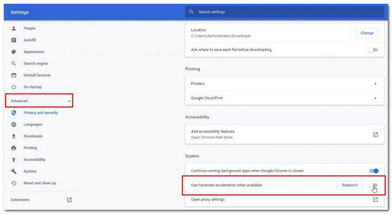 Nonaktifkan Akselerasi Perangkat Keras Chrome