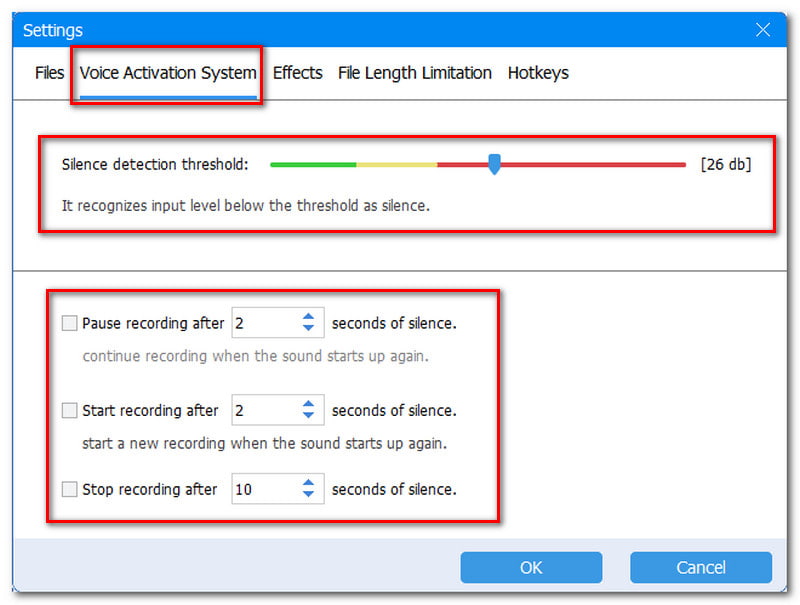 Sistema de activación por voz de la grabadora de audio GiliSoft