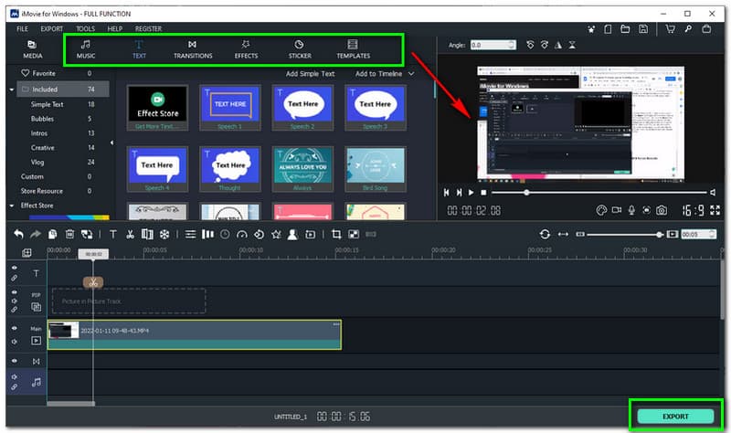 iMovie Record Video Editing Features