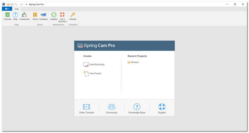 iSpring Screen recorder Interface