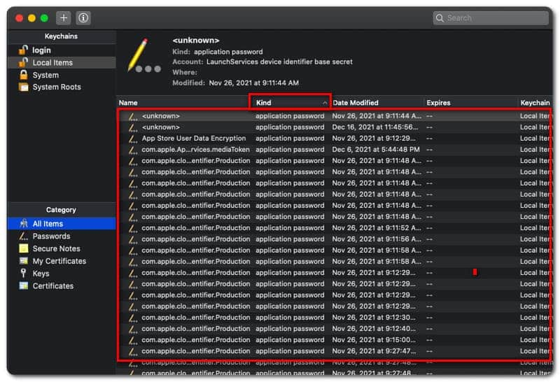 Mac Keychain Access Kind