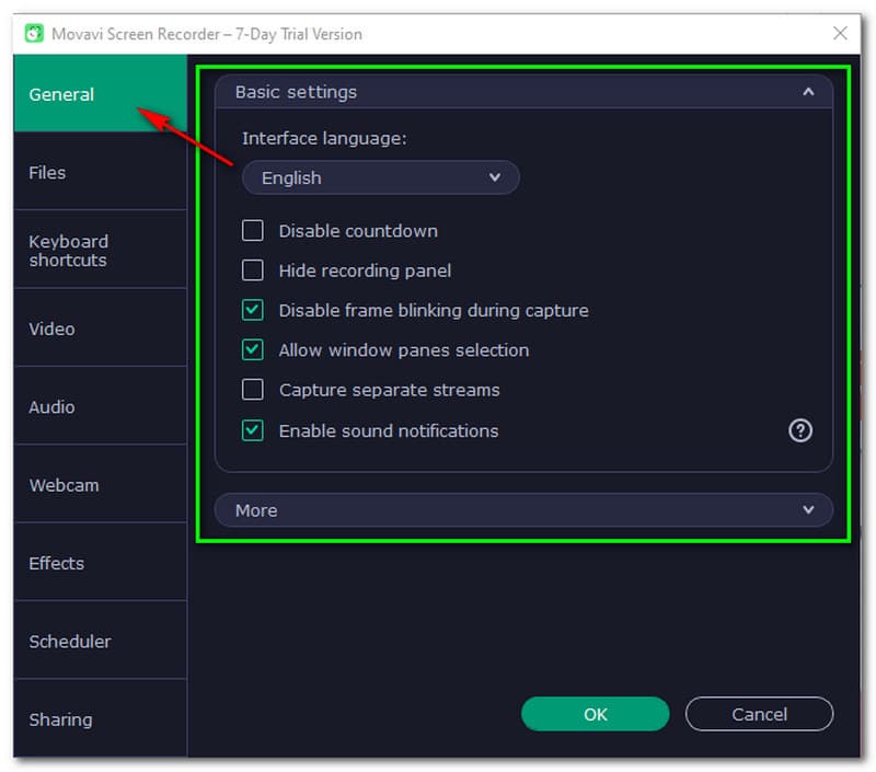 Movavi Screen Recorder Basic Settings