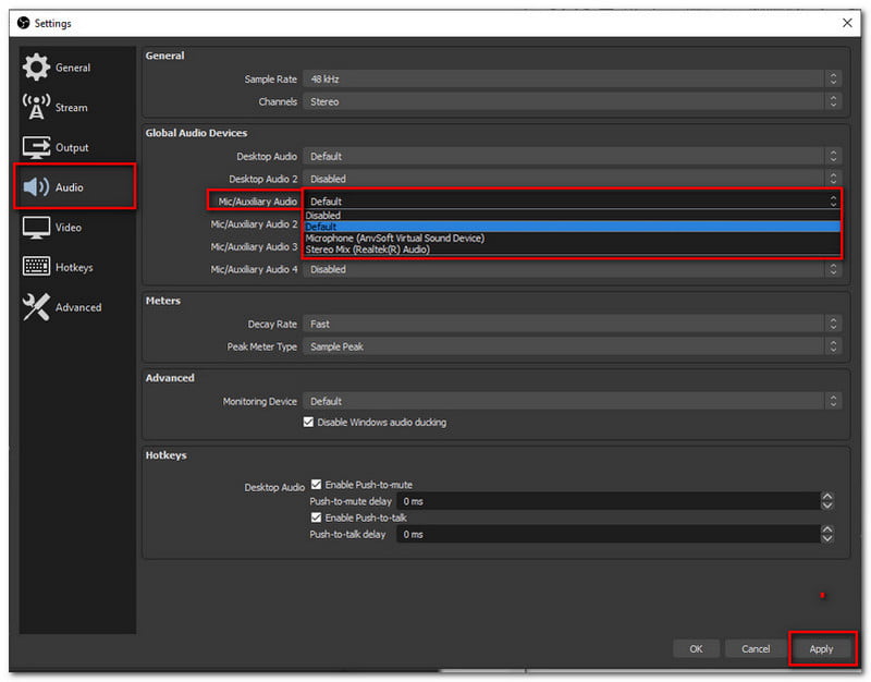 OBS Microphone Auxiliary Device