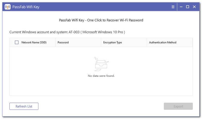 PassFab WiFi Key Password Interface