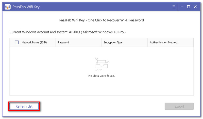 PassFab WiFi Key Refresh List