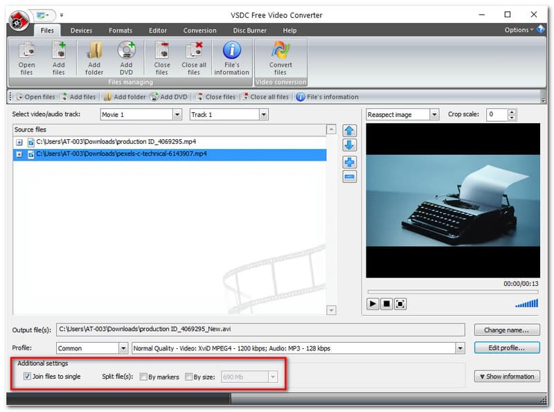 VSDC Free Video Converter Слияние Разделение