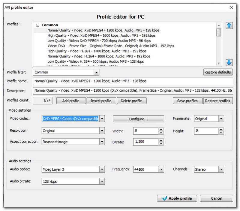 Préréglage d'exportation vidéo gratuit VSDC