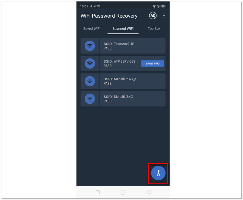WiFi Password Recovery Key Button