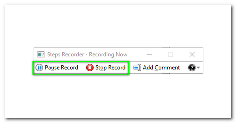 Windows Steps recorder Pause And Stop Recording