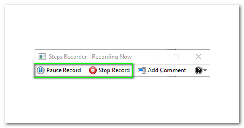 Windows Steps-inspelare Pausa och stoppa inspelning