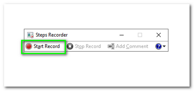 Windwos Steps Recorder Aloita tallennus