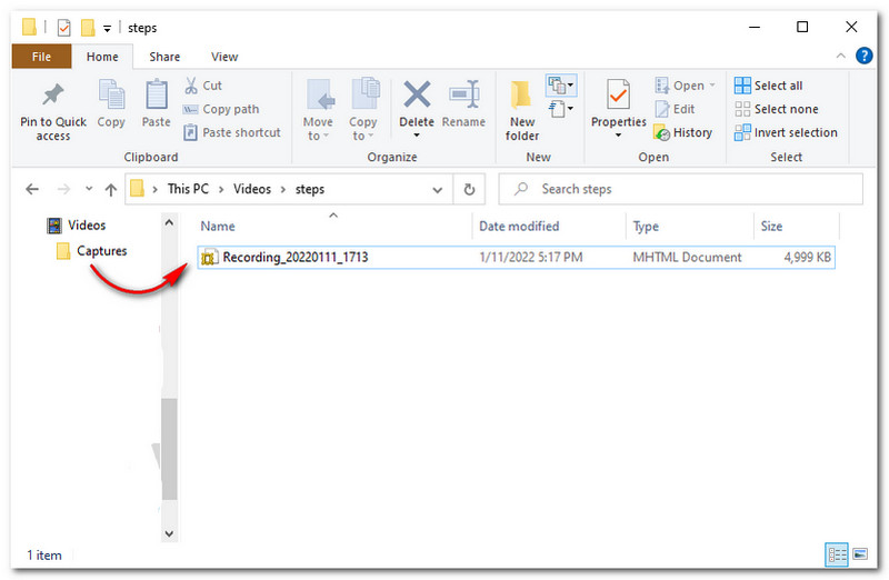 Zip-bestand van Windows Steps Recorder