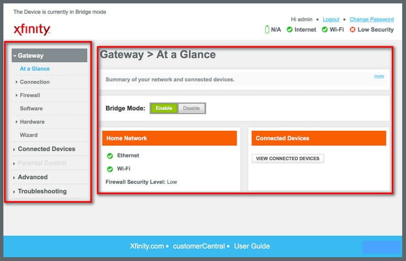 Xfinity Router Webinterface Gateway