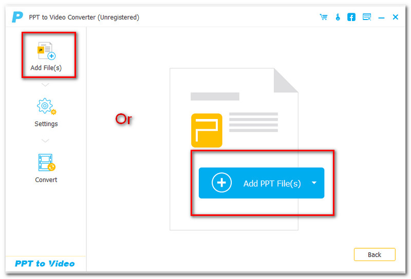 Aiseesoft PPT เป็น Video Converter เพิ่มไฟล์