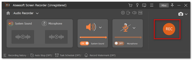 Aiseesoft Schermrecorder Rec-knop