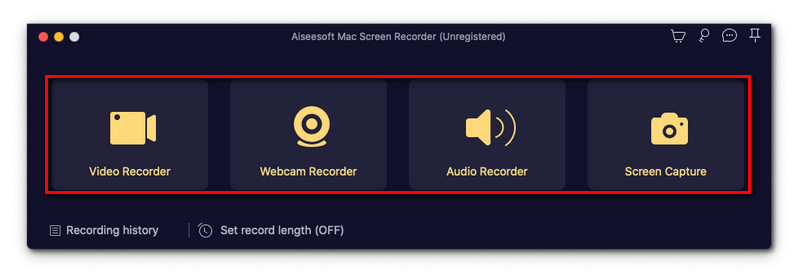 Rozhraní Aiseesoft Screen Recorder pro Mac