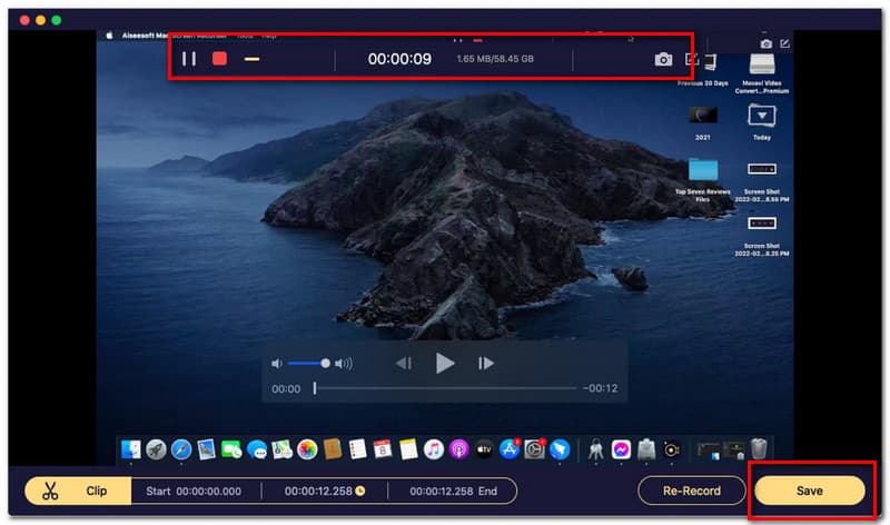 Aiseesoft Screen Recorder Mac Buton Salvare