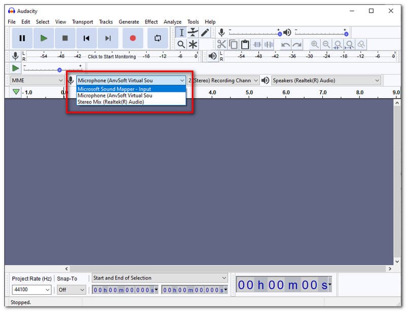 Configuração do microfone Audacity