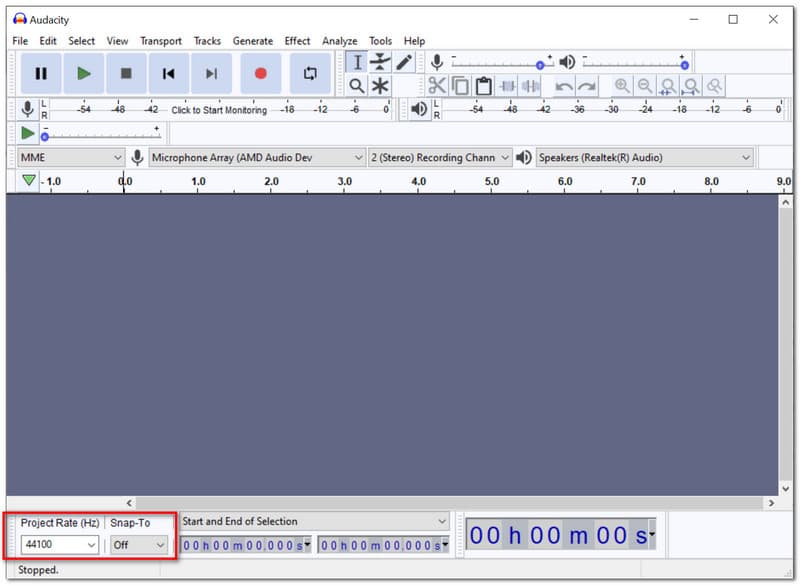 project rate audacity how to change
