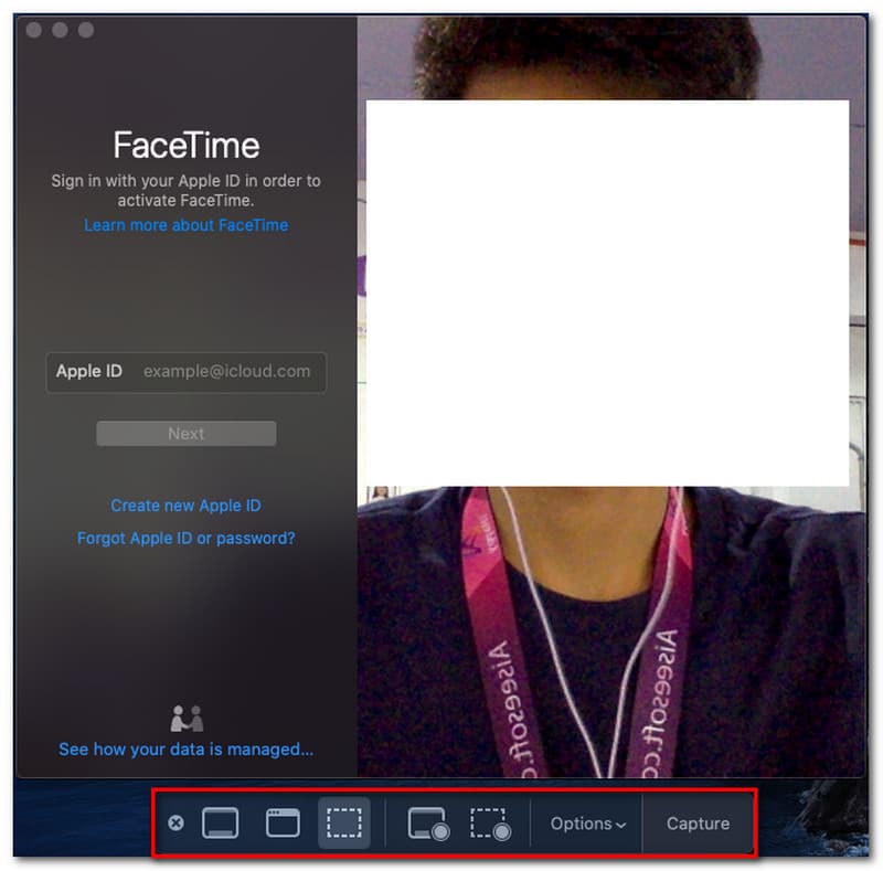 مسجل شاشة مدمج Facetime