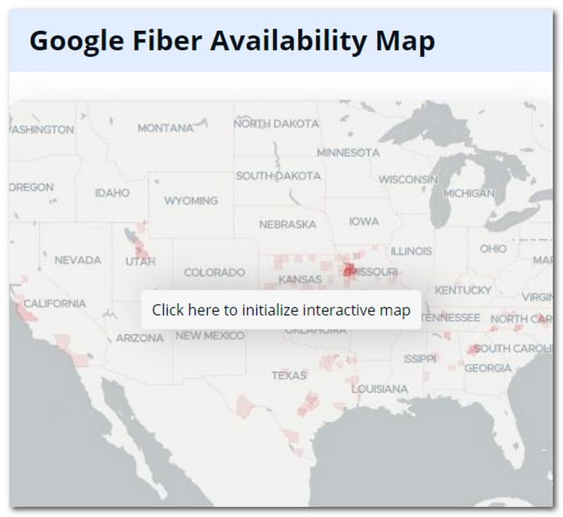 Mapa dostępności testu szybkości światłowodu Google