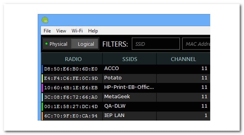 Visualización de red WiFi inSSDIer