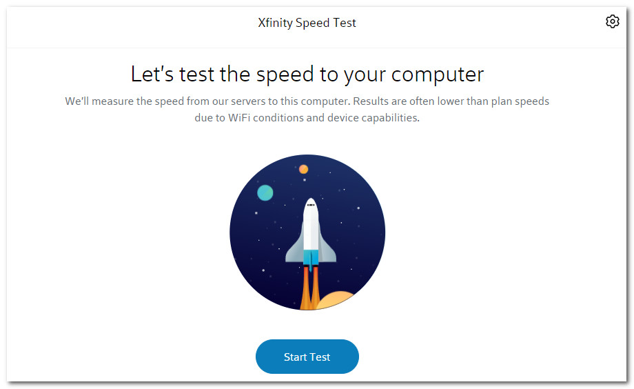 Xfinity Speed Test Interface