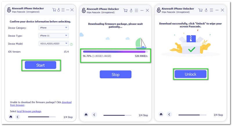 Aiseesoft iPhoneUnlockerDowanloadingファームウェアパッケージ