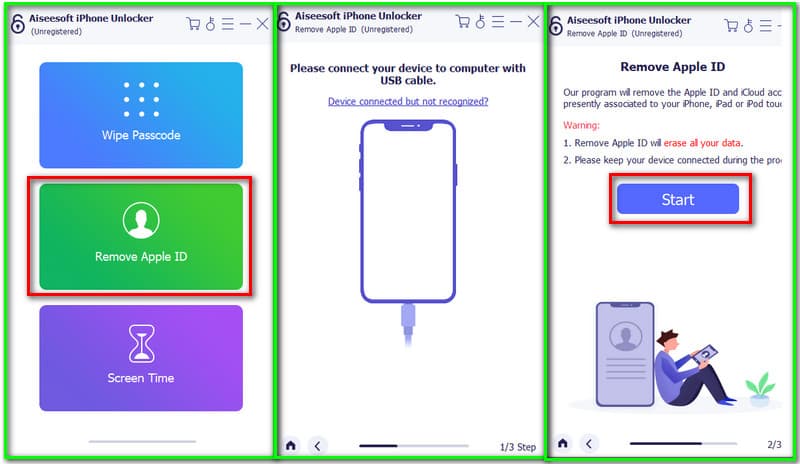 Aiseesoft iPhone Unlocker ลบ Apple ID