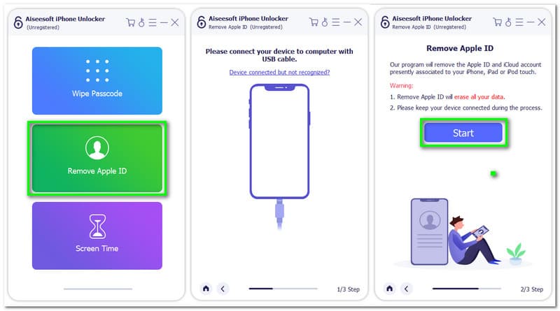 Aiseesoft iPhone Unlocker Supprimer l'identifiant Apple