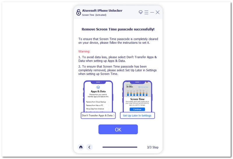 Aiseesoft iPhone Unlocker Eliminați codul de acces Screen Time
