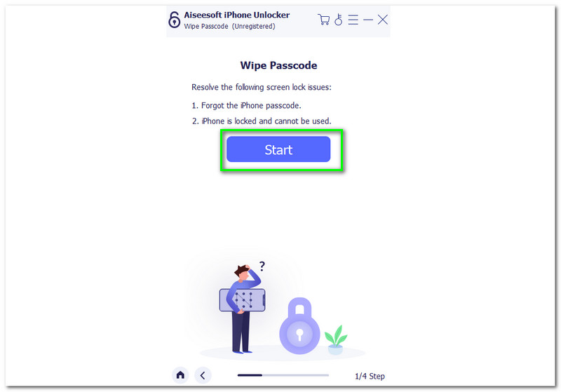 Aiseesoft iPhone Unlocker Start-knop